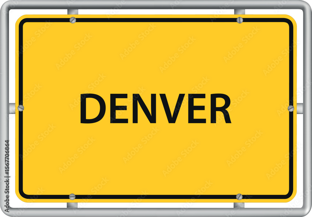 Obraz premium DENVER - vector illustration of yellow town road sign
