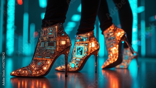 Colorful transparent high-heeled women's shoes