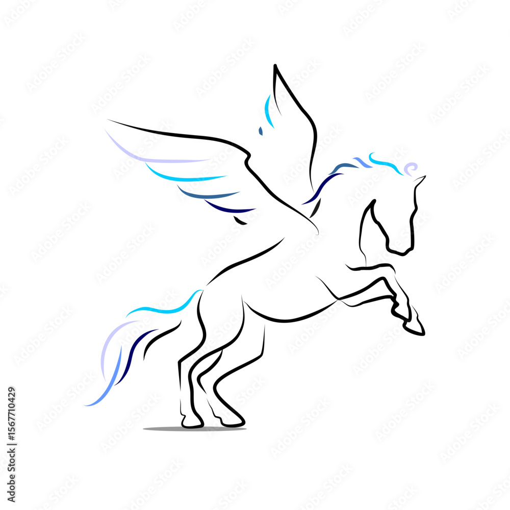 Fototapeta premium Majestic Pegasus Elegant Line Art of a Winged Horse