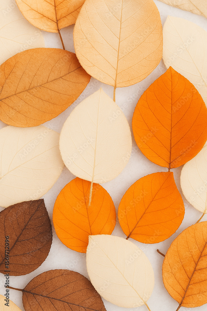 Obraz premium Autumnal Hues A Collection of Dried Leaves in Warm, Earthy Tones