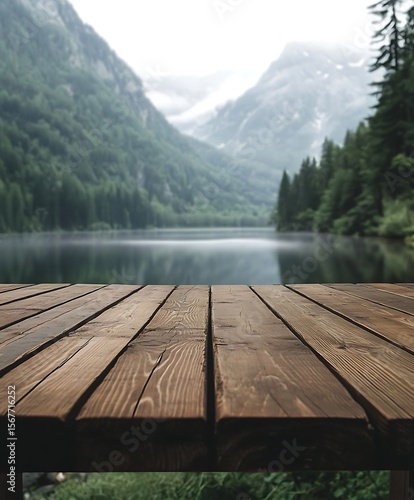 wooden bench on the lake