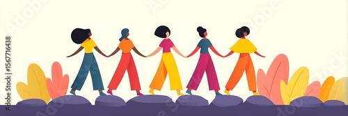 flat art of women helping each other grow