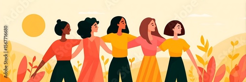 flat art of women helping each other grow