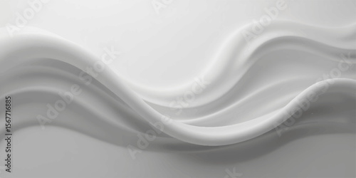 Abstract white background with a flowing design of soft silk waves and smooth, light curves, creating a serene and elegant textile pattern