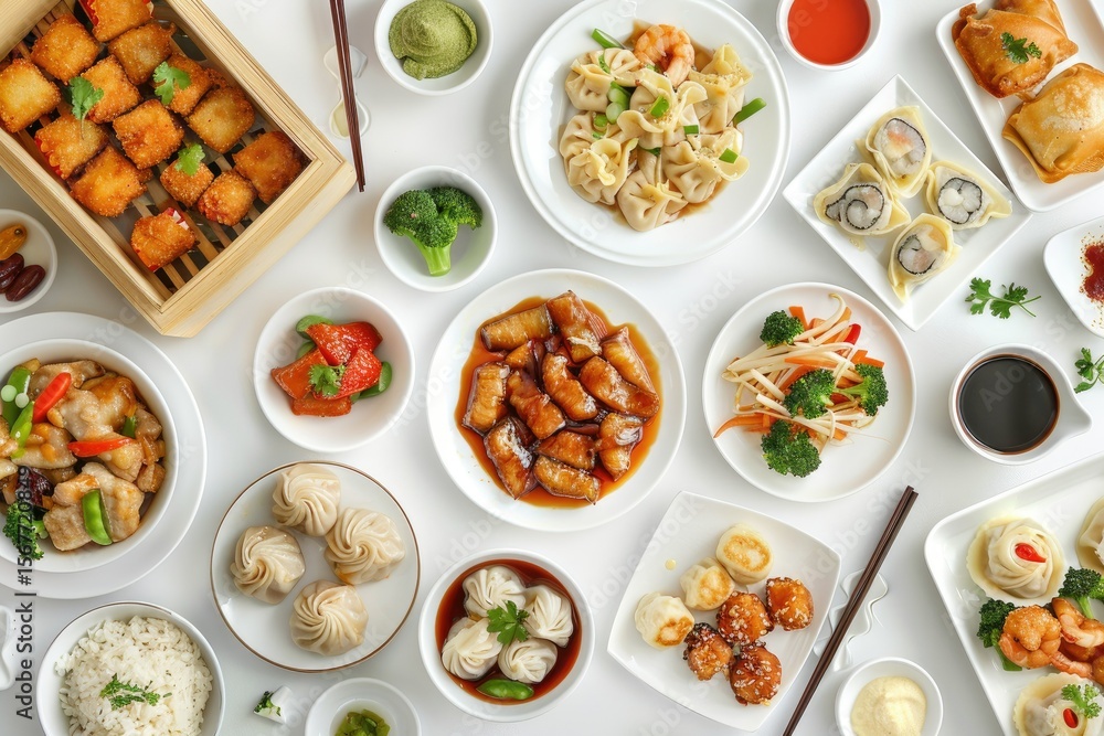 High Definition Picture of Authentic Top View Chinese Food Spread in High Definition High Definition Picture of Authentic Top View Chinese Food Spread in High Definition