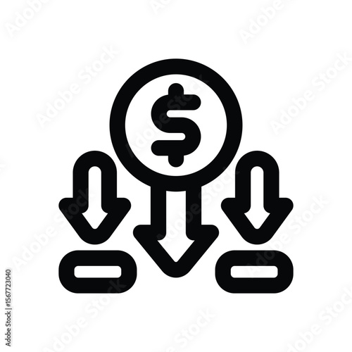 depreciation line icon. Clean and minimalist vector icon for websites, mobile apps, presentations, and logos. Fully scalable and customizable for any project.