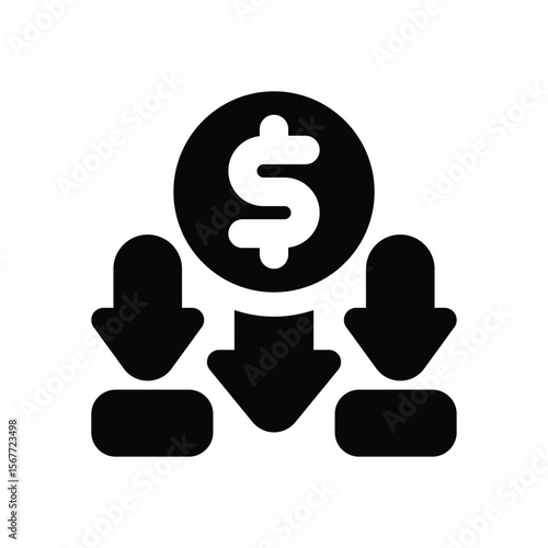 depreciation glyph icon. Strong and solid vector icon for websites, mobile interfaces, presentations, and visual branding. High quality and easy to edit.
