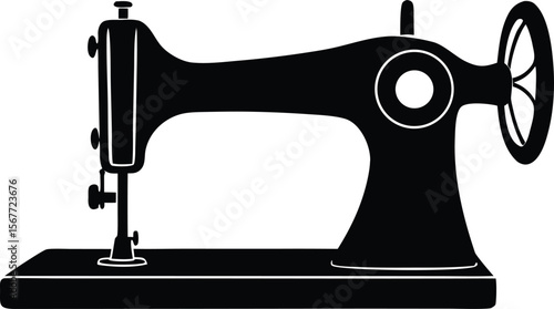 elegant vintage sewing machine silhouette for decorative graphics