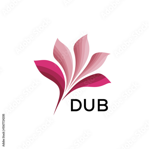 DUB Modern Floral Abstract Logo Design, DUB Later Logo, Elegant Pink Petal Logo Vector, Creative Botanical Brand Identity. 
