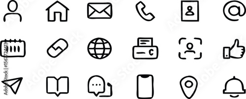 business card and website icon set. contact information icons containing name, location, phone, email and web address symbol. vector illustration.