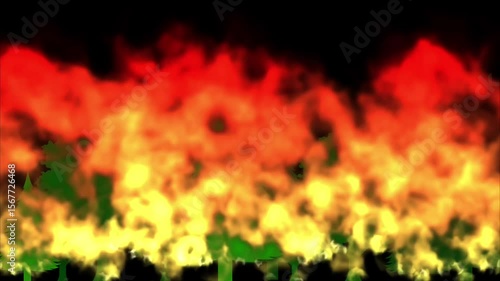 Forest Trees Burning and Destroyed by Wildfire - Dramatic Fire Disaster