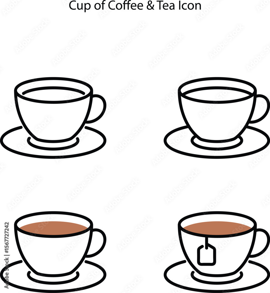 Coffee cup icon set. Cups of coffee and tea collection. Hot drink icon. glasses of coffee cup. Coffee cup icon set. Cups of coffee and tea collection. Hot drink icon. glasses of coffee cup.