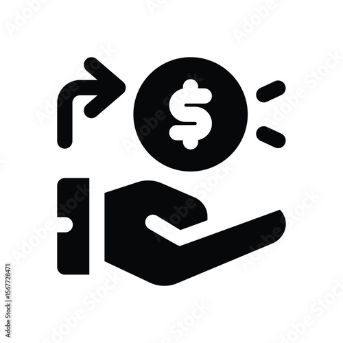 income glyph icon. Strong and solid vector icon for websites, mobile interfaces, presentations, and visual branding. High quality and easy to edit.