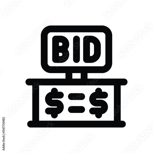 bidding line icon. Clean and minimalist vector icon for websites, mobile apps, presentations, and logos. Fully scalable and customizable for any project.