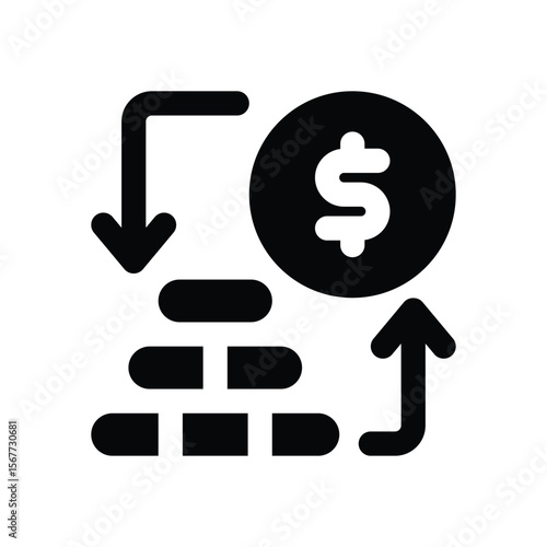 liquidity glyph icon. Strong and solid vector icon for websites, mobile interfaces, presentations, and visual branding. High quality and easy to edit.