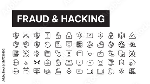 White background icon set featuring number and letter symbols for web and mobile technology