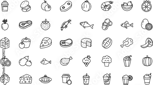 Set of vector icons for food and drink
