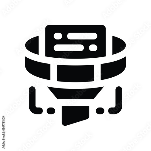 filtering glyph icon. Strong and solid vector icon for websites, mobile interfaces, presentations, and visual branding. High quality and easy to edit.