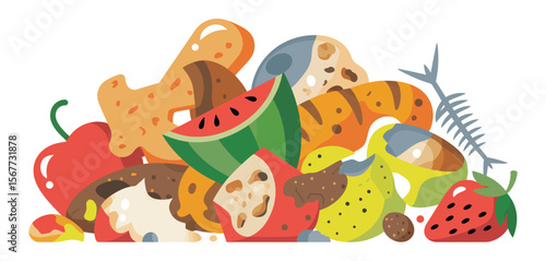 Pile of Rotting Food Waste and Leftovers