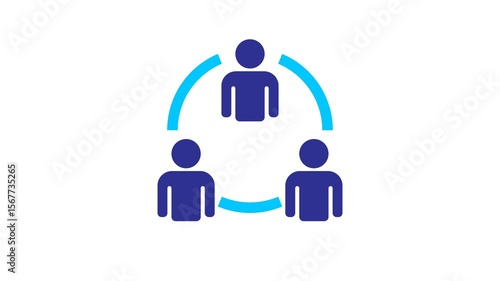 Teamwork icon Animation. business and marketing social network icon concept. 3 Person Working as a team Icon animation