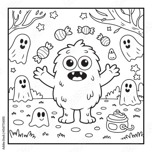 Cute Spooky Fuzzy Coloring Book