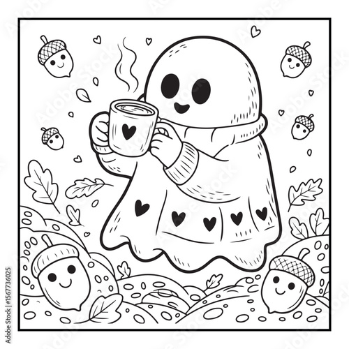 Cute Spooky Fuzzy Bold and Easy Coloring Book