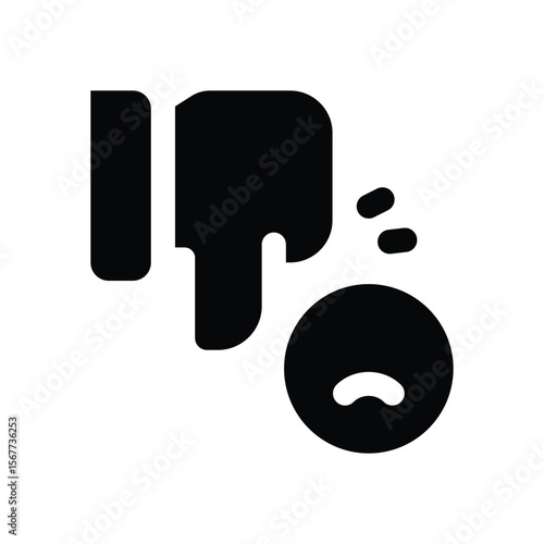 dislike glyph icon. Strong and solid vector icon for websites, mobile interfaces, presentations, and visual branding. High quality and easy to edit.
