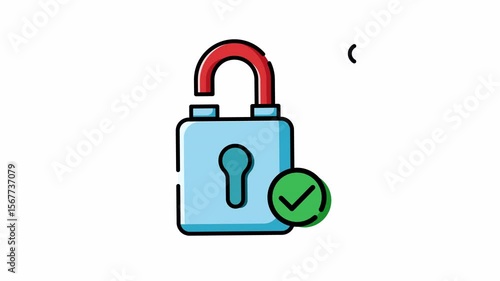 Mobile Payment Protected by Lock Animated Looping Video Alpha Channel Filled Icon