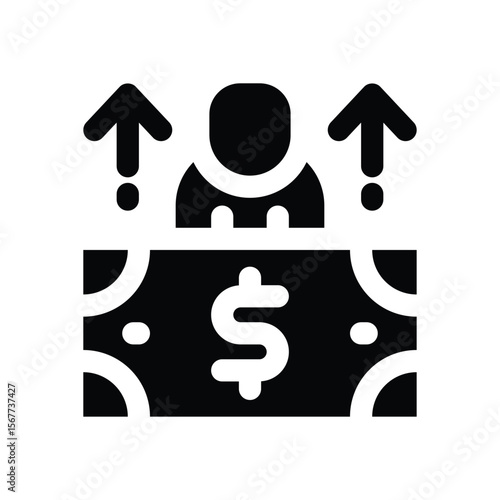 superannuation glyph icon. Strong and solid vector icon for websites, mobile interfaces, presentations, and visual branding. High quality and easy to edit.