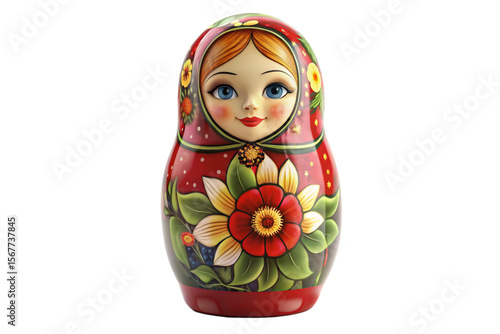 3D Rendering of beautiful, trending and realistic Matryoshka doll with white background