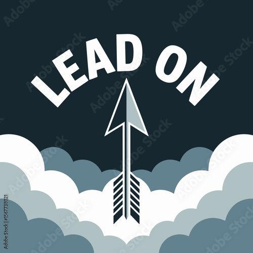 Lead on arrow ascending through clouds symbolizing progress success and forward momentum