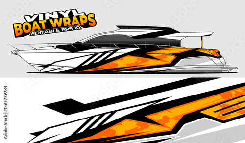 Graphic boat vinyl wrap sticker design