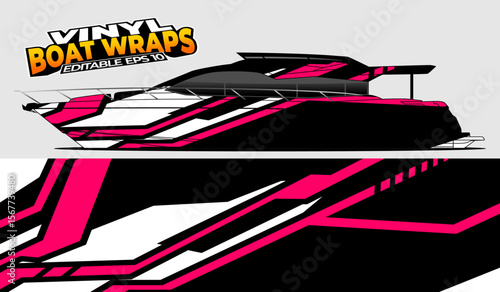 Graphic boat vinyl wrap sticker design