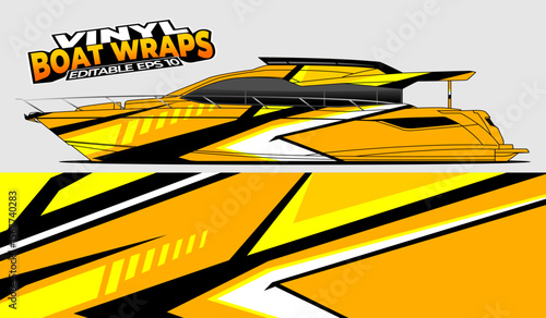 Graphic boat vinyl wrap sticker design
