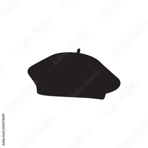Black french beret hat silhouette vector illustration design on white background