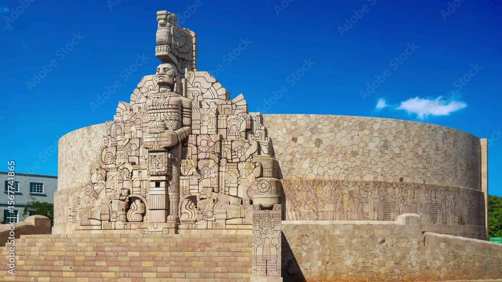 Monument to the Fatherland along Paseo Montejo in Yucatan, Merida, Mexico.MERIDA, MEXICO - SEP 6TH, 2017: Monument of fatherland - Monumento de la Patria - at the beautiful colonial city of Merida, Me