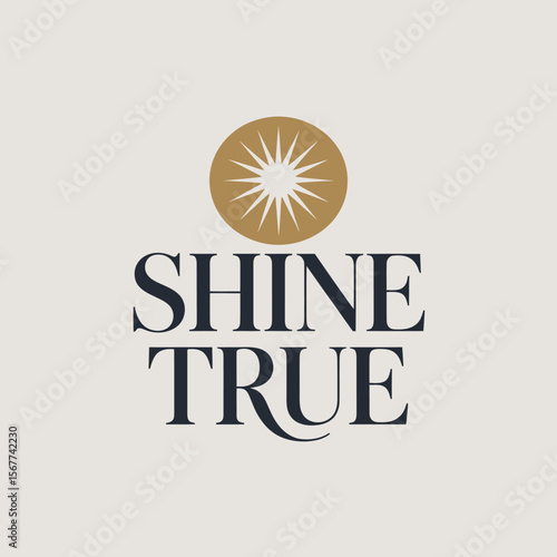Shine true brand logo design template for business and personal branding with sunburst icon design vector artwork on transparent background