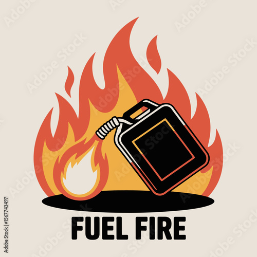 Fuel can fire illustration vector graphic design for danger flammable liquid and burn accident concept vector artwork on transparent background