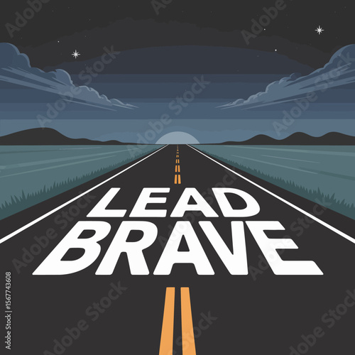 Lead brave road trip vector illustration for motivation and leadership concept background art design vector artwork on transparent background