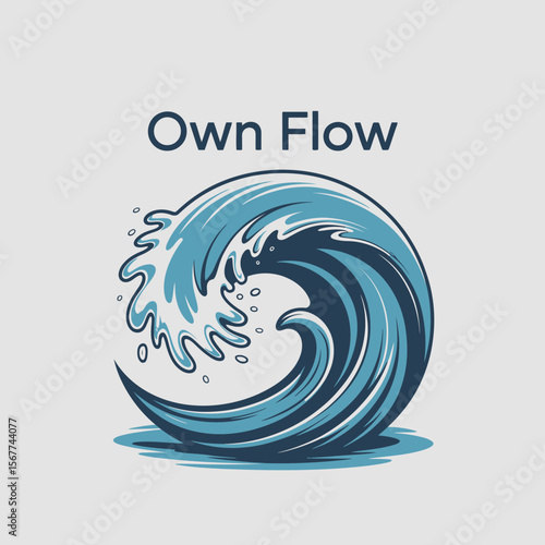 Wave illustration design ocean sea water flow nature graphic art vector artwork tsunami surf motion blue vector artwork on transparent background