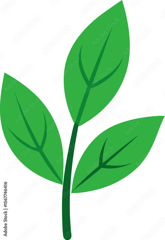 Fototapeta premium Leafy branch vector, green eco icon, environmental awareness, nature conservation, botanical illustration, world environment day