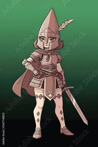 Brave Female Knight Fantasy Illustration of a Chivalrous Warrior