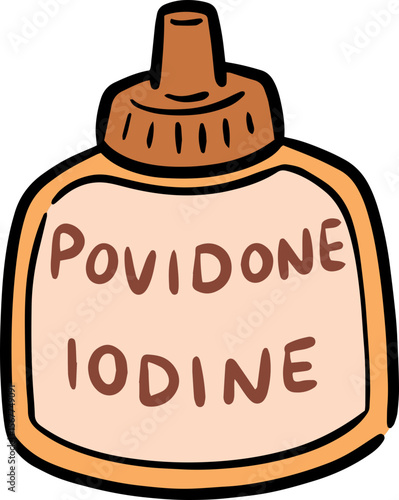 Illustration of povidone iodine bottle
