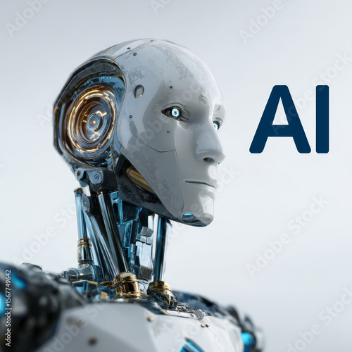 A humanoid robot with the abbreviation AI
