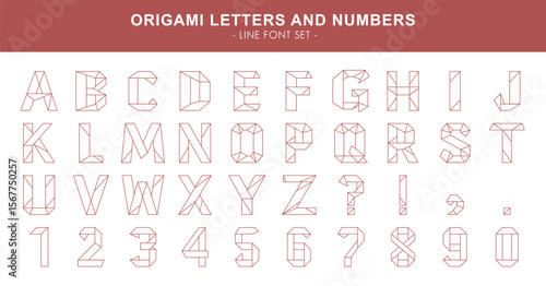 Origami letters and numbers - line font set