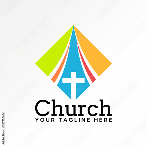Logo design graphic concept creative premium vector stock image top sell square cut swoosh church spirit prayer christ community believe faith charity