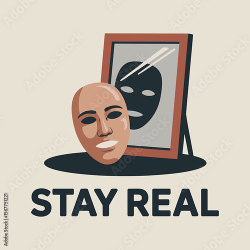A mask is held in front of a mirror reflecting a dark shadowy face symbolizing the importance of authenticity and staying true to oneself