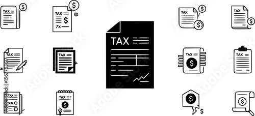 Tax Form Icons Vector Collection