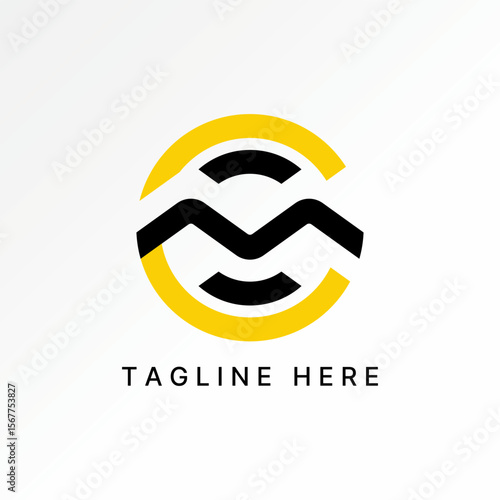 Logo design graphic concept creative premium vector stock image top sell letter MC or CM font line circle motif pattern aesthetic sport brand fitness