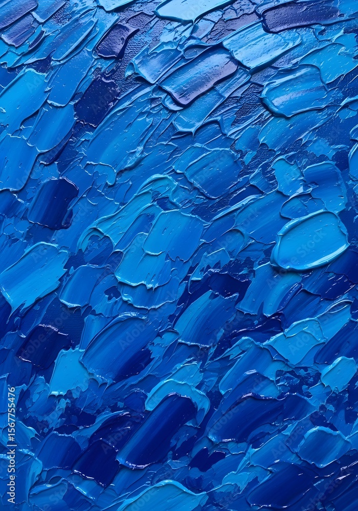 Obraz premium Abstract blue paint texture background close up with thick brush strokes and vibrant color for art design and creativity